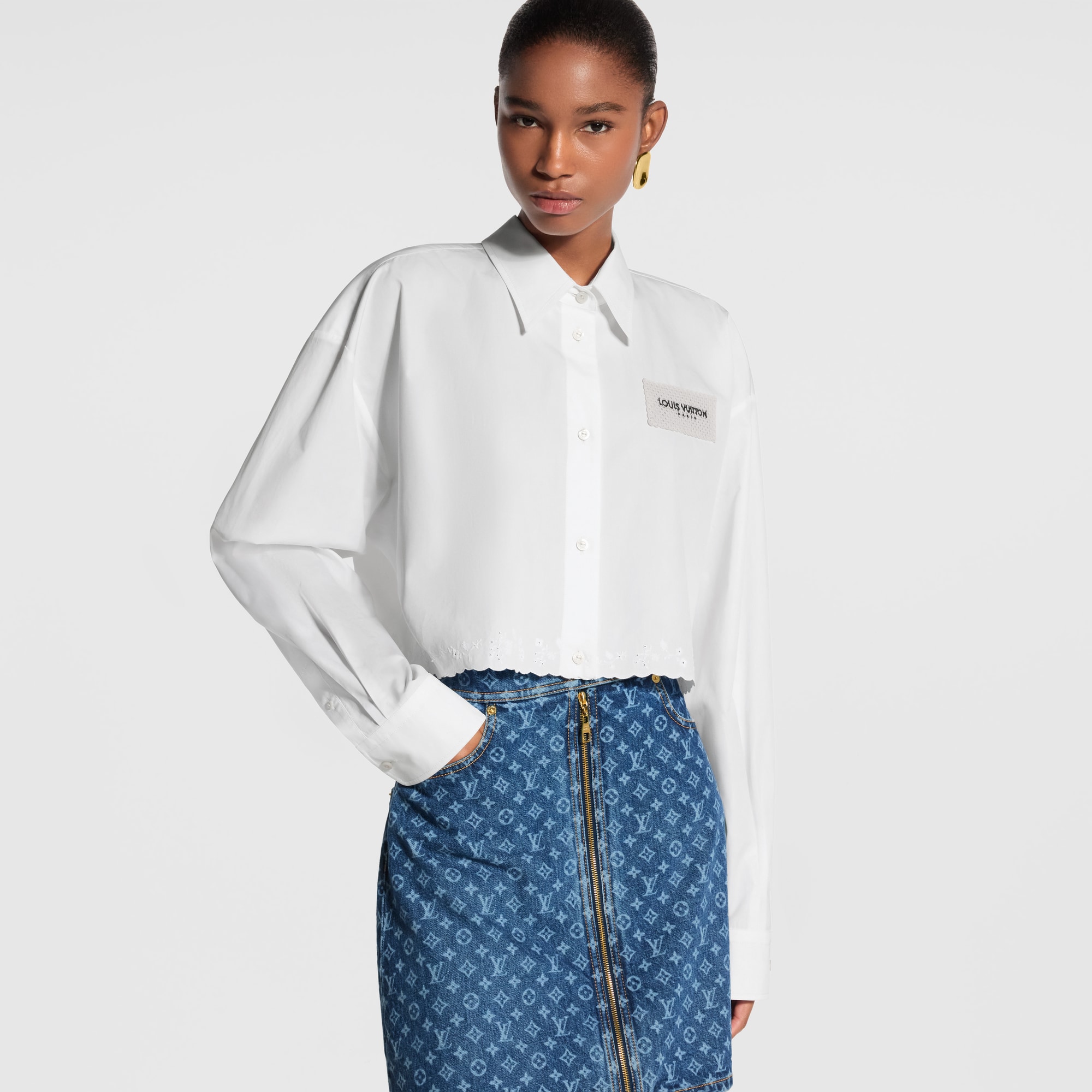 Broderie Trim Cropped Shirt - Women - Ready-to-Wear | LOUIS VUITTON ®